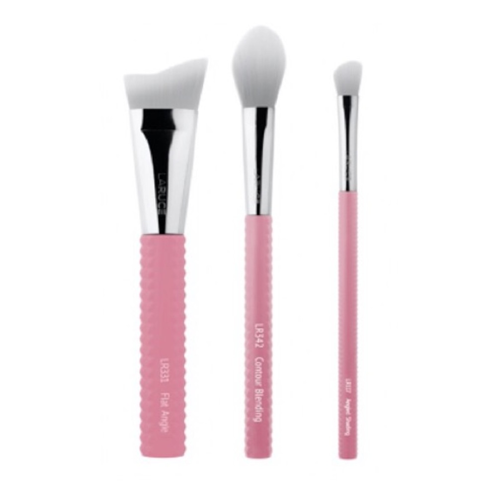 Laruce Beauty 3-Piece Contour Brush Set with @ServicedbyE Limited Edition Pouch